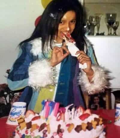 Cardi B eating birthday cake
