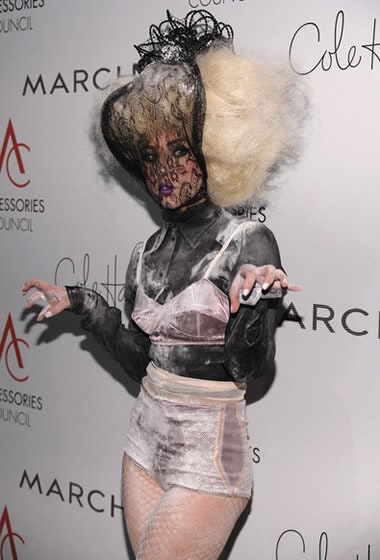 Lady Gaga dressed like a fairy floss monster