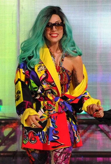 This Lady Gaga outfit looks like a colorful graffiti