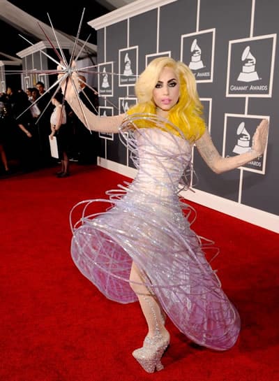 Lady Gaga in a spiral galaxy dress