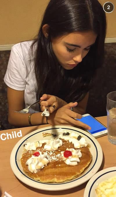 Madison Beer having pancake for dessert