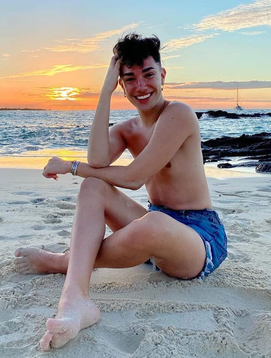James Charles in beautiful beach sunset photoshoot