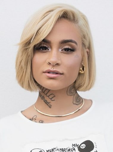 Kehlani with short blonde
