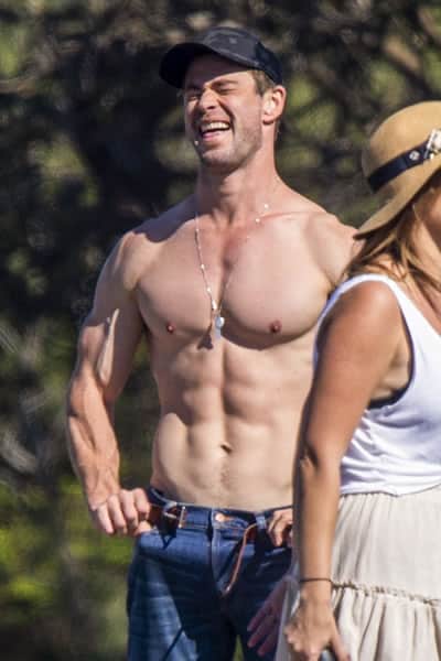 Chris Hemsworth laugh that flexed every muscle on his body