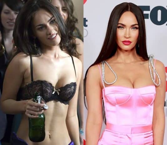 Megan Fox boob job before and after comparison photo