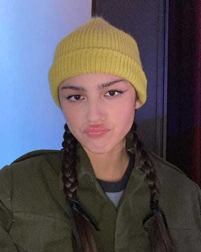 Olivia Rodrigo looking cool in a beanie