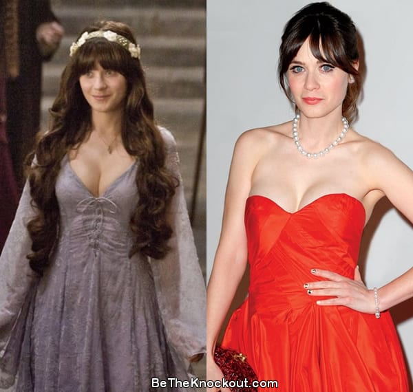 Zooey Deschanel boob job before and after comparison photo